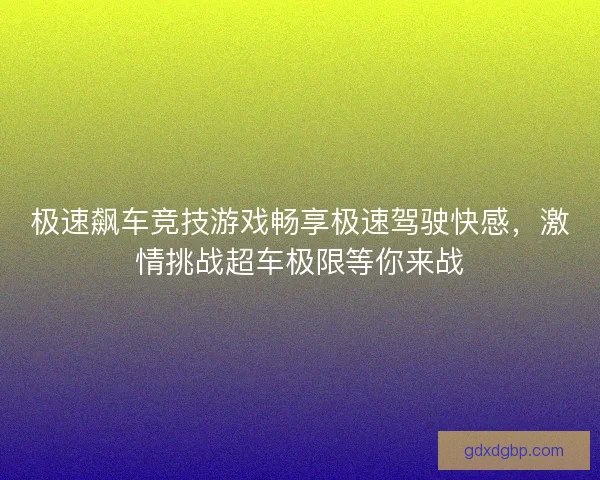 极速飙车竞技游戏畅享极速驾驶快感，激情挑战超车极限等你来战